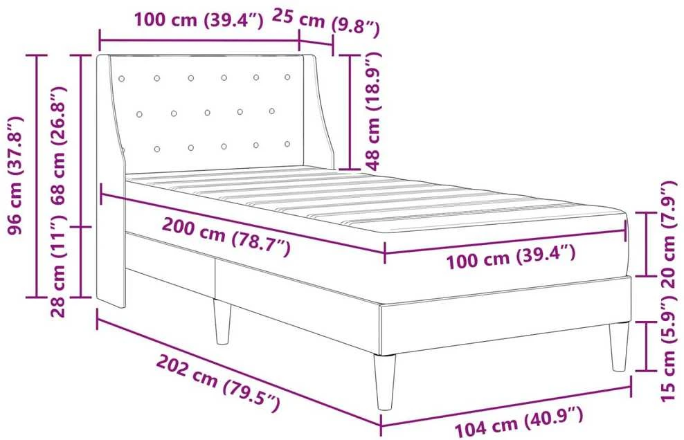 Čiužinys Lovos rėmas su čiužiniu Šviesiai pilka 100 x 200 cm Aksomas