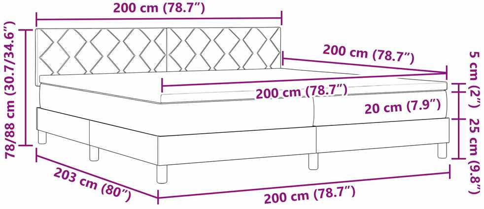 Kiemas lova su galvūgalio Šviesiai pilka 200 x 200 cm Aksomas
