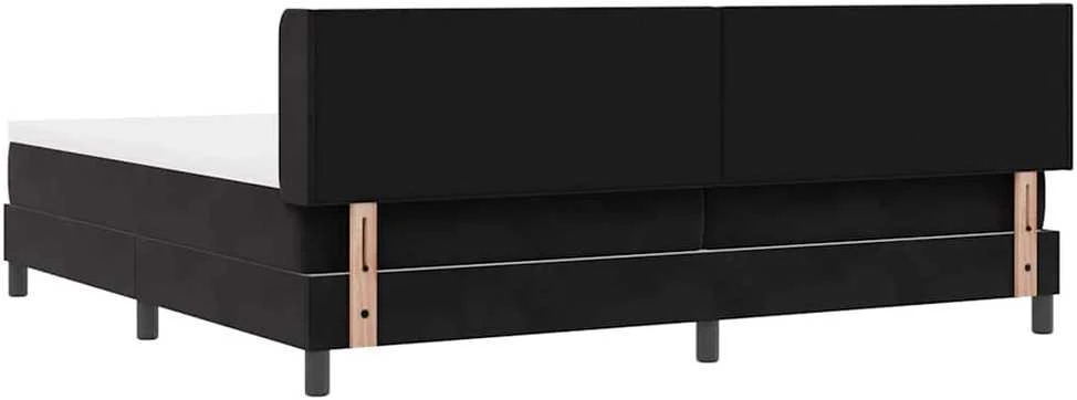Kiemas lova su galvūgalio Juodas 200 x 200 cm Aksomas
