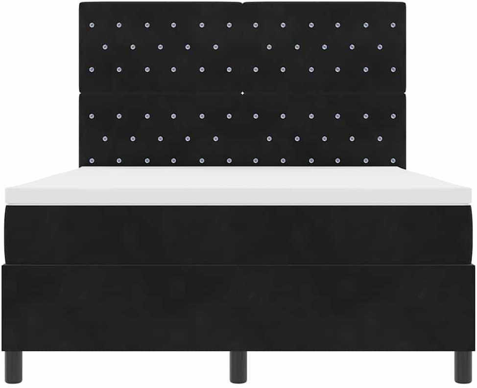 LED Čiužinio Lova su čiužiniu Juodas 160 x 200 cm Aksomas