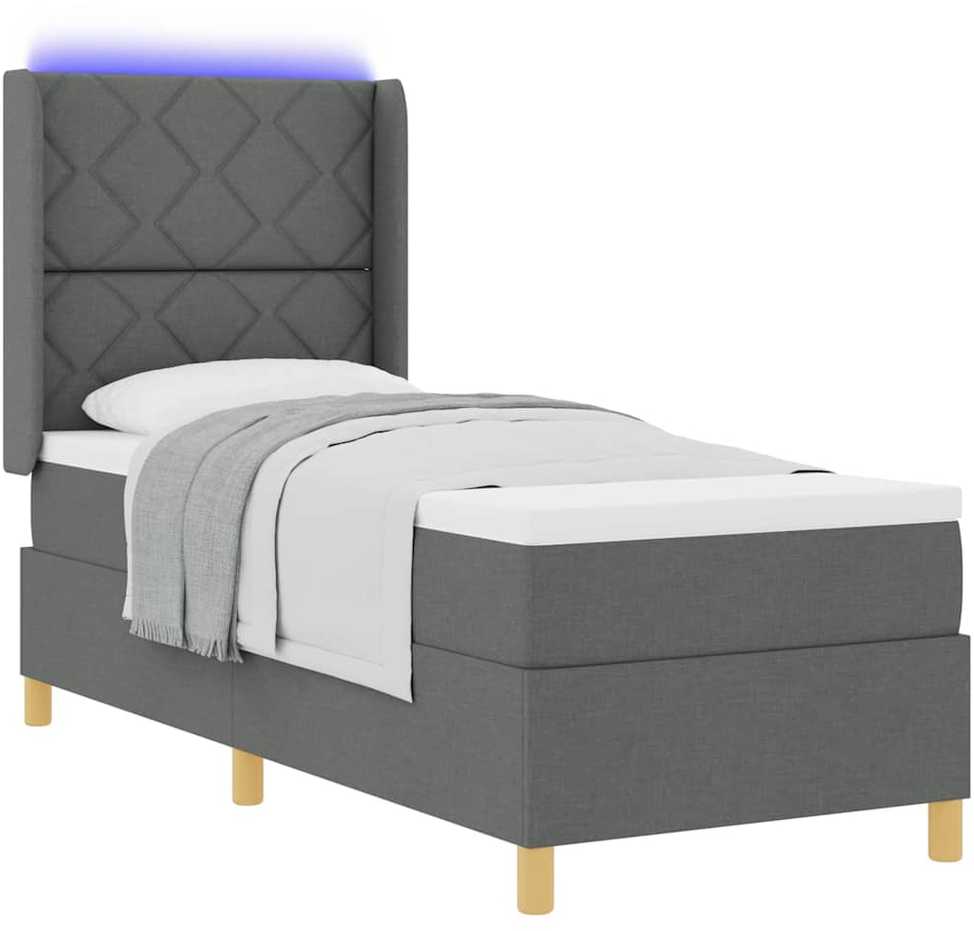 Kiemas lova su LED juostelėmis Pilka 80 x 200 cm audinys