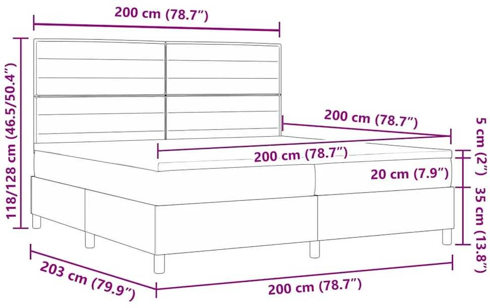 LED Čiužinio Lova Šviesiai pilka 200 x 200 cm audinys