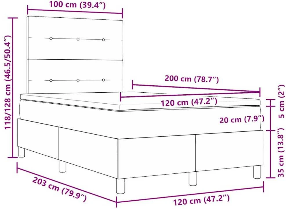 LED Čiužinio Lova su galvūgalio Juodas 120 x 200 cm Aksomas