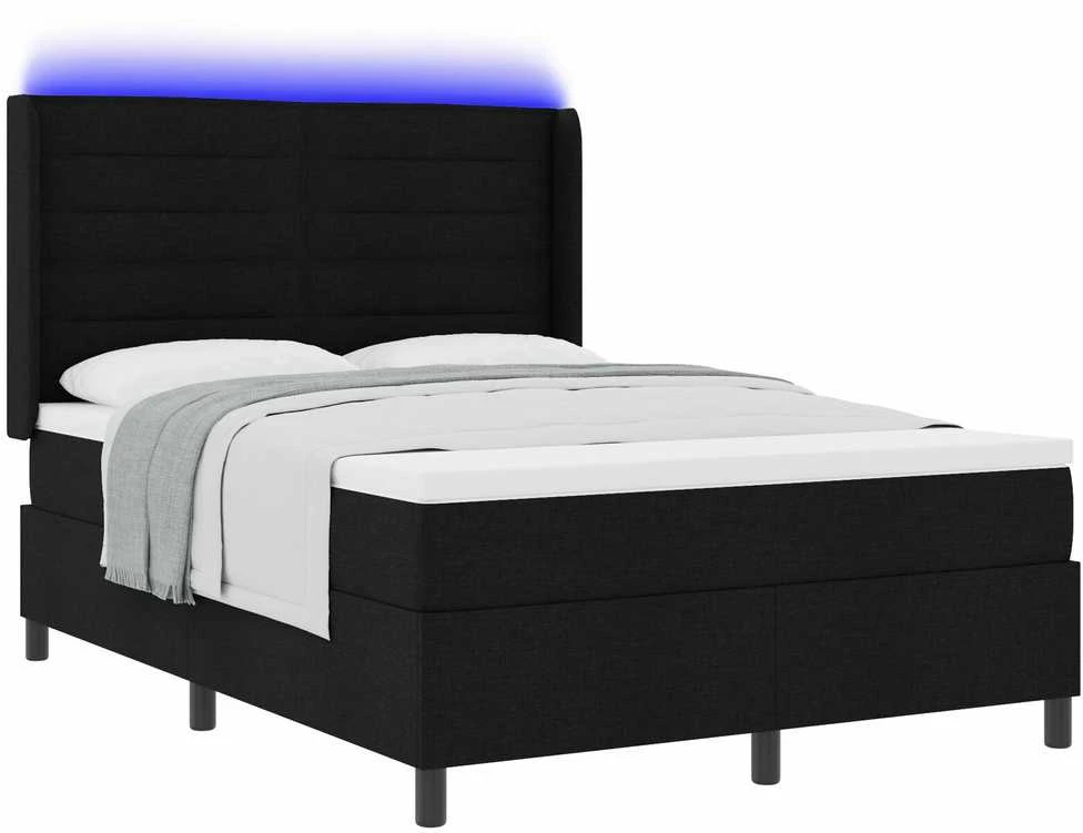 LED Čiužinio Lova su čiužiniu Juoda 140 x 190 cm audinys