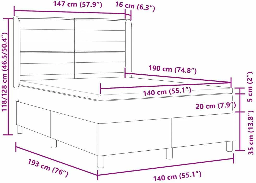 LED Čiužinio Lova su čiužiniu Juoda 140 x 190 cm audinys