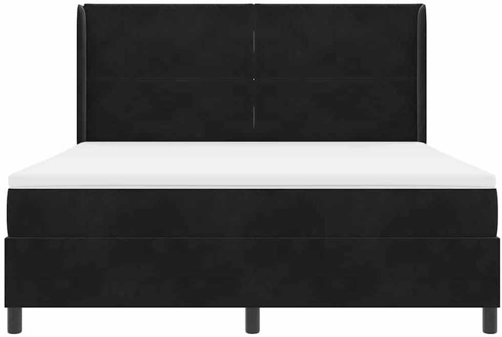 Kiemas lova su LED juostelėmis Juoda 180 x 200 cm Aksomas