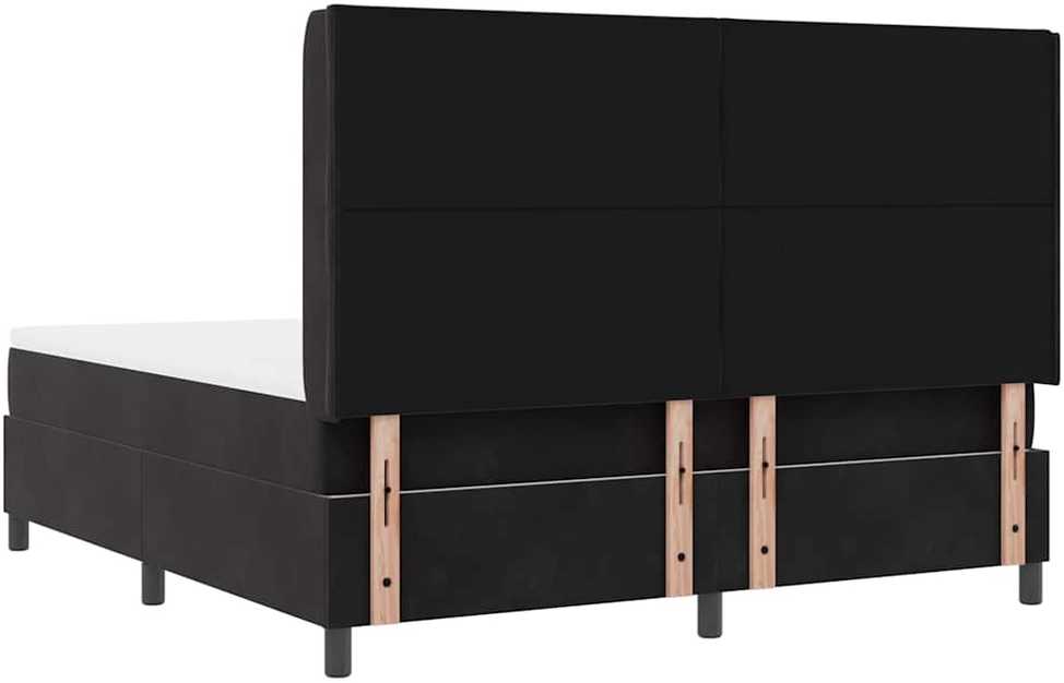 Kiemas lova su LED juostelėmis Juoda 180 x 200 cm Aksomas