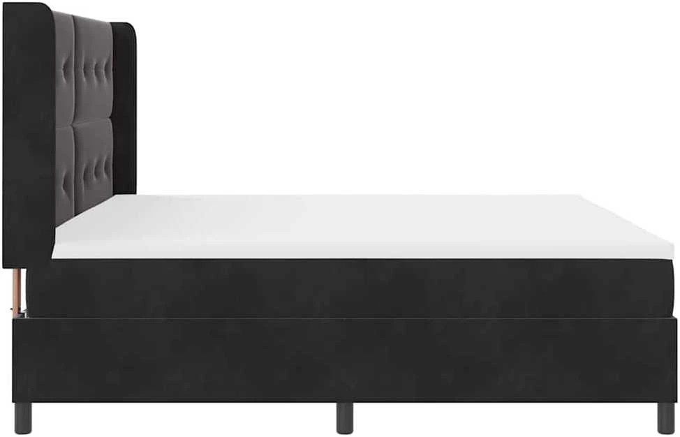 Kiemas lova su LED juostelėmis Juoda 200 x 200 cm Aksomas