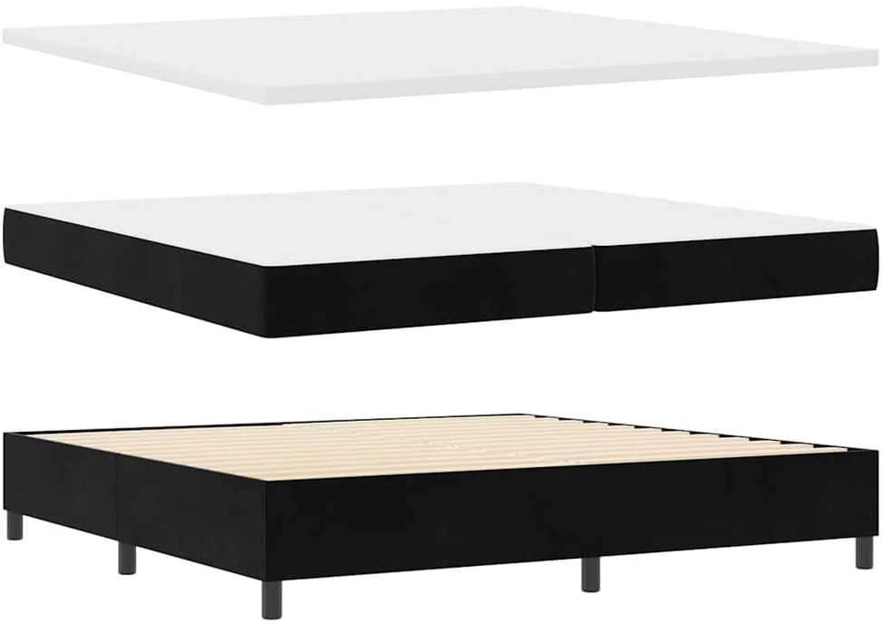 Kiemas lova su LED juostelėmis Juoda 200 x 200 cm Aksomas