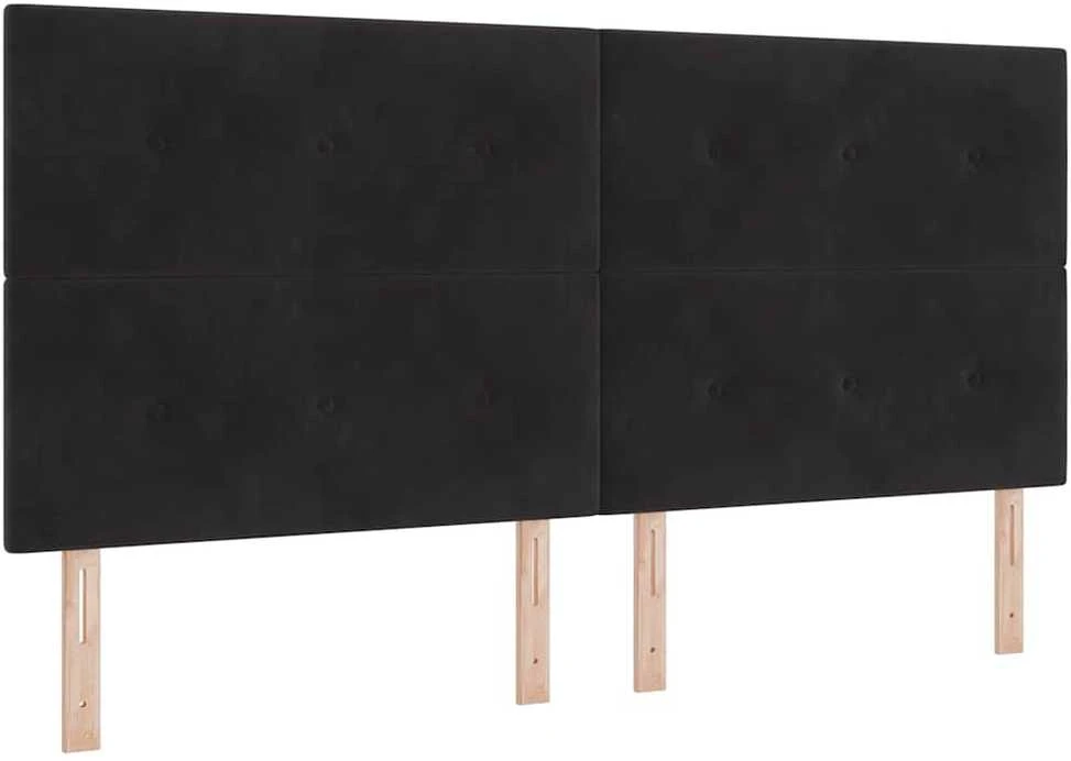 Kiemas lova su LED juostelėmis Juoda 200 x 200 cm Aksomas