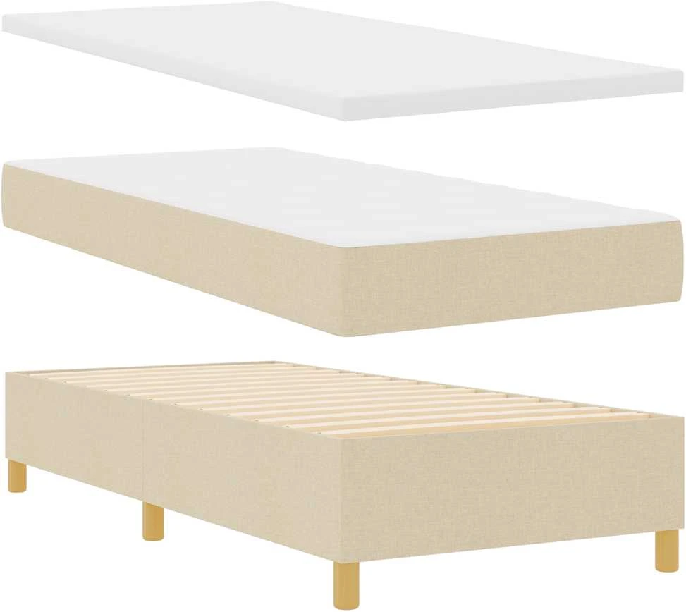 Kiemas lova su LED juostelėmis Kreminė 100 x 200 cm audinys
