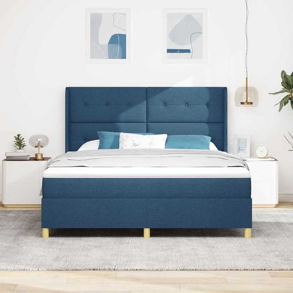Kiemas lova su LED juostelėmis Mėlyna 180 x 200 cm audinys