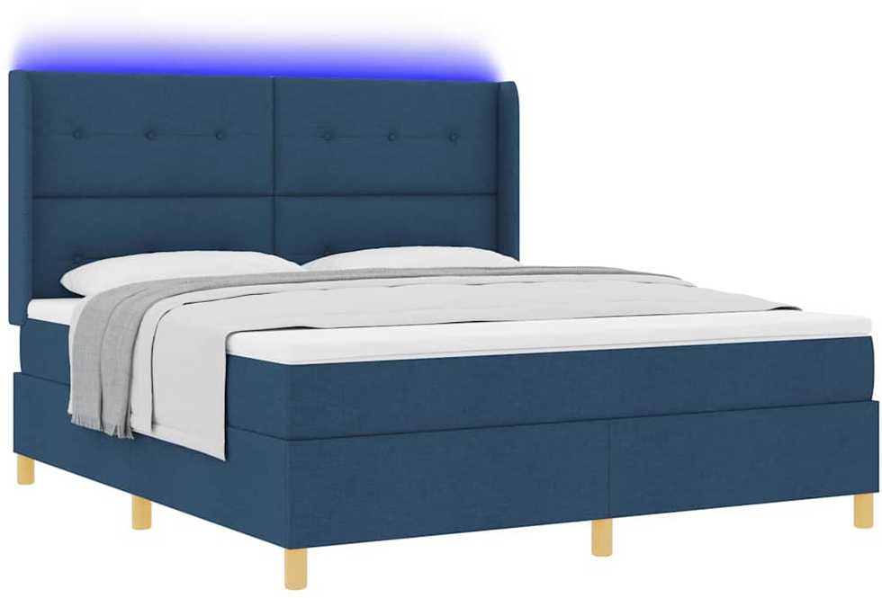 Kiemas lova su LED juostelėmis Mėlyna 180 x 200 cm audinys