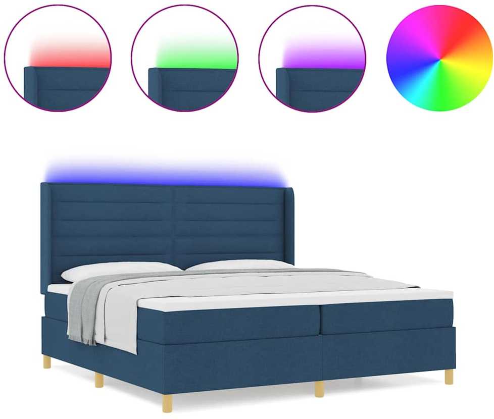 Kiemas lova su LED juostelėmis Mėlyna 200 x 200 cm audinys