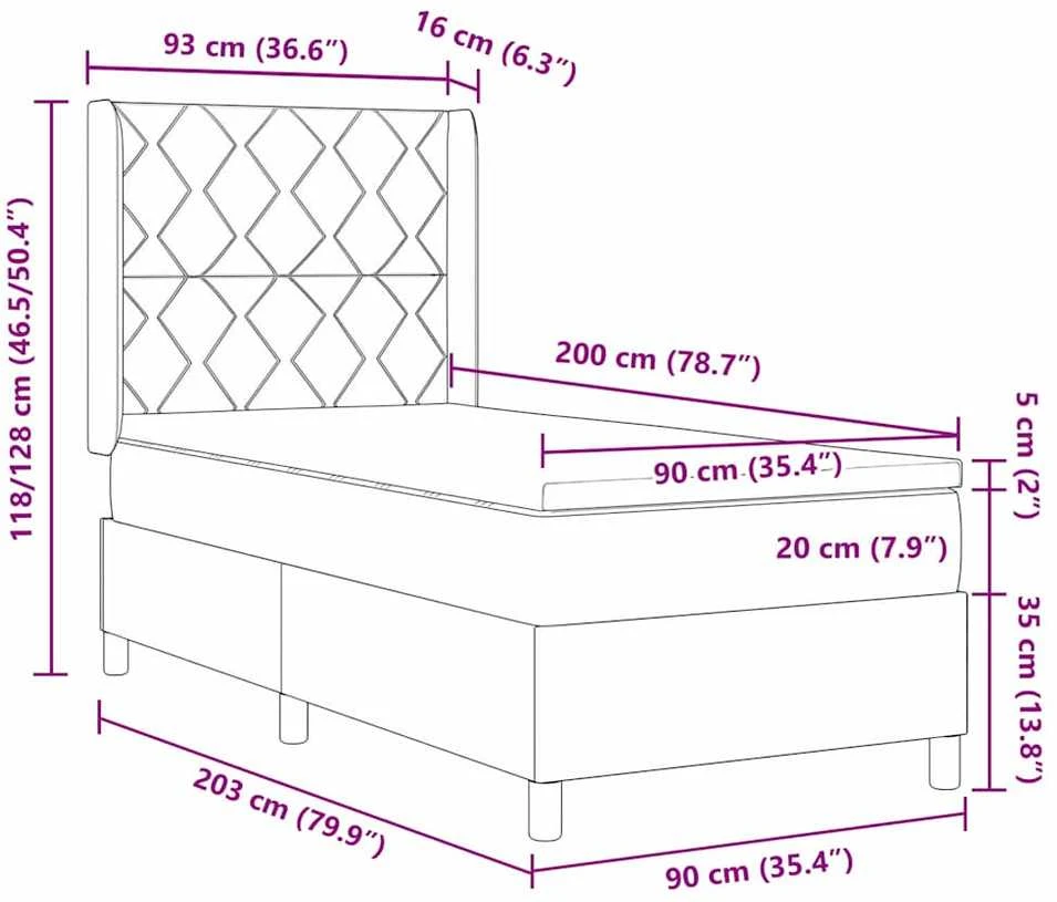 Kiemas lova su LED juostelėmis Rožinė 90 x 200 cm Aksomas