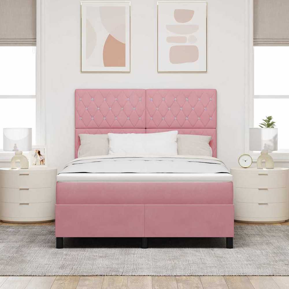 LED Čiužinio Lova su čiužiniu Rožinė 160 x 200 cm Aksomas