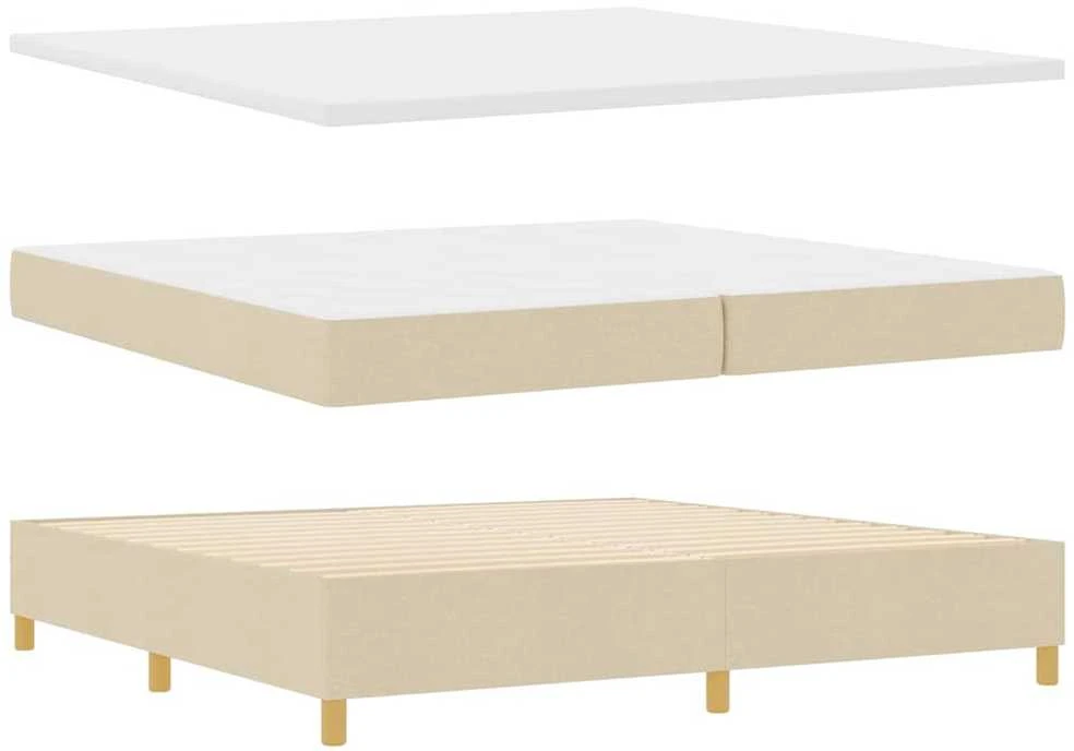 Kiemas lova su LED juostelėmis Kreminė 200 x 200 cm audinys