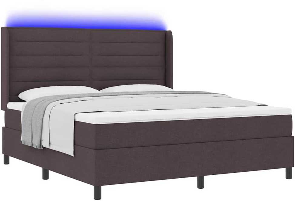 LED Čiužinio Lova Tamsiai rudas 180 x 200 cm audinys