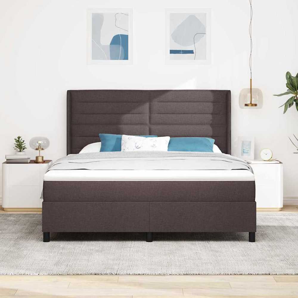 LED Čiužinio Lova Tamsiai rudas 180 x 200 cm audinys