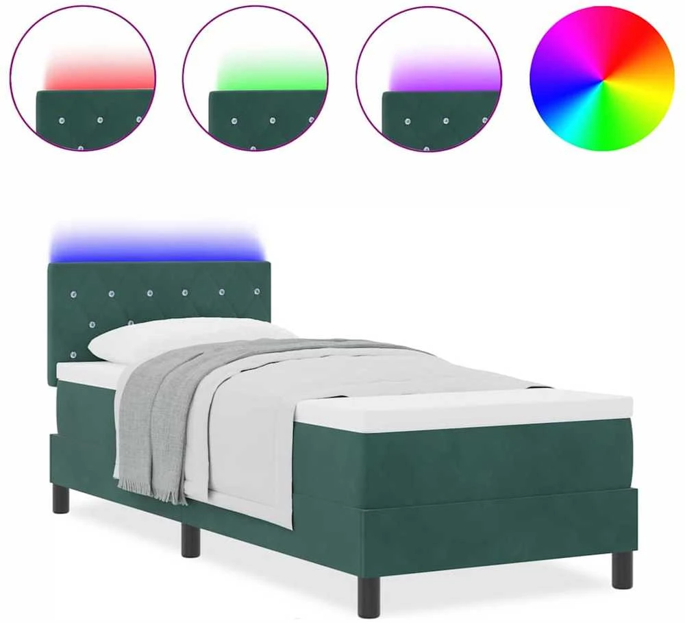 LED Čiužinio Lova Tamsiai žalia 80 x 200 cm Aksomas
