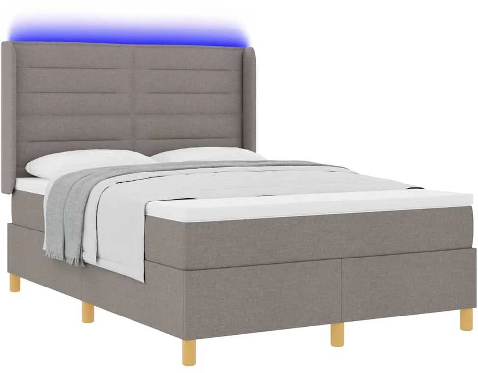 Kiemas lova su LED juostelėmis Tortora 140 x 200 cm audinys
