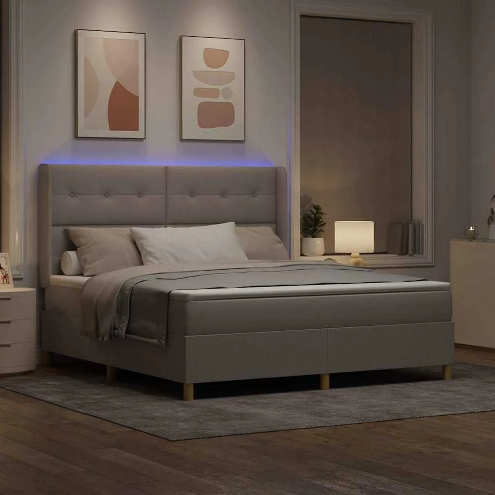 Kiemas lova su LED juostelėmis Tortora 180 x 200 cm audinys