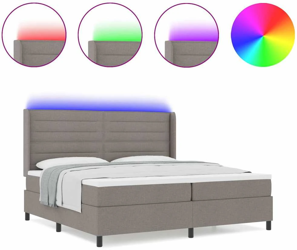 LED Čiužinio Lova su galvūgalio Tortora 200 x 200 cm audinys