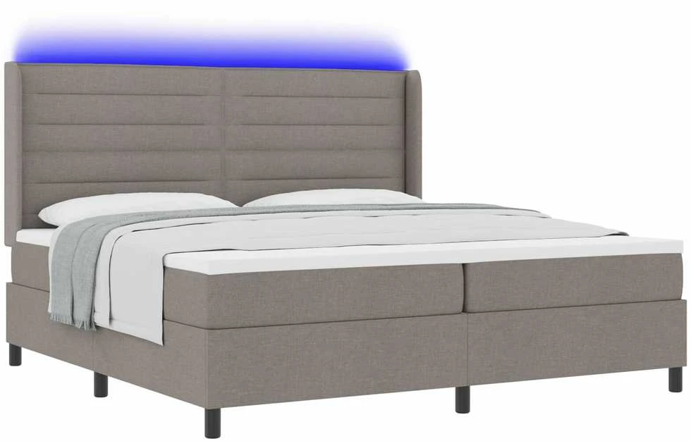 LED Čiužinio Lova su galvūgalio Tortora 200 x 200 cm audinys