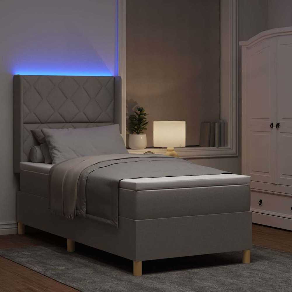 Kiemas lova su LED juostelėmis Tortora 90 x 190 cm audinys