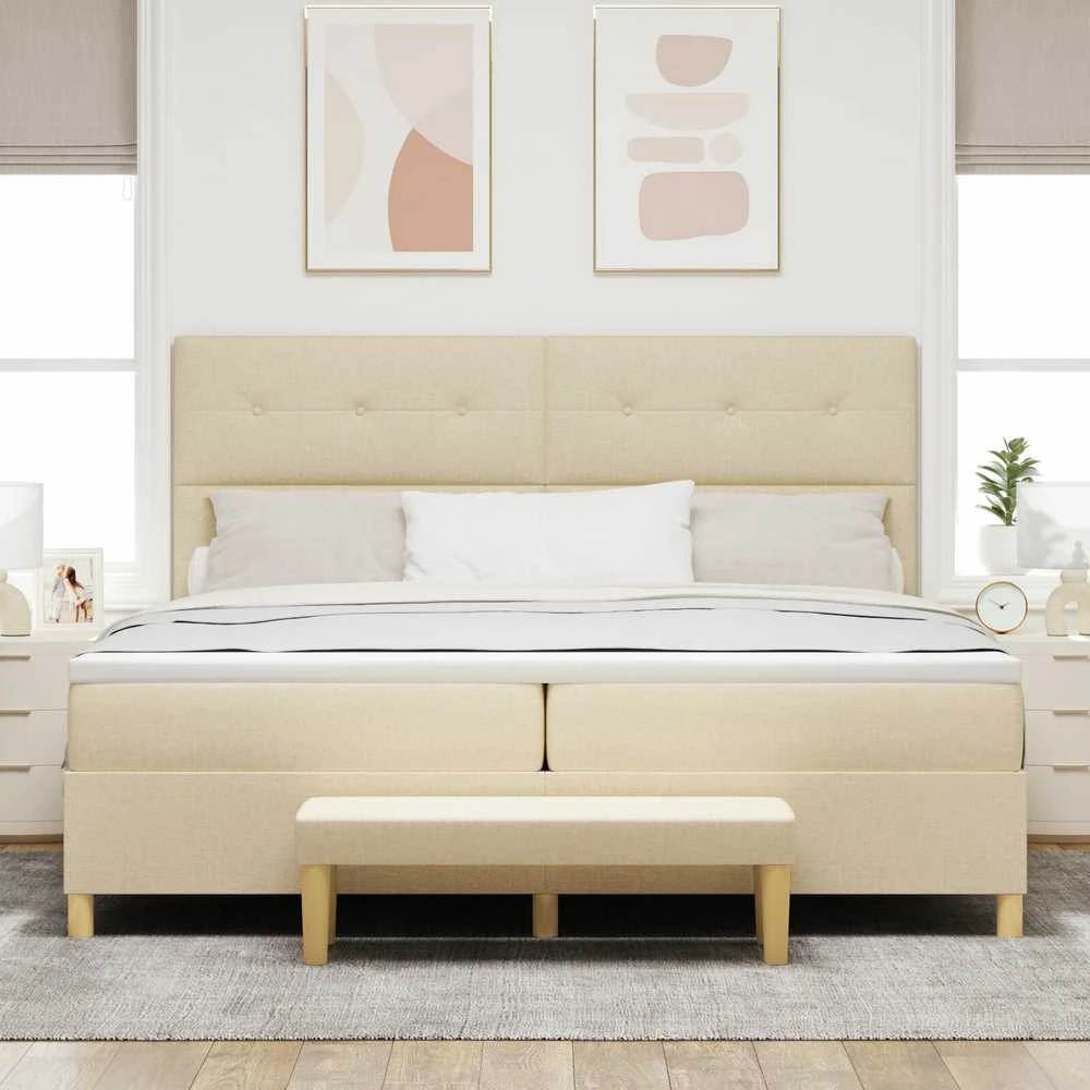 Kiemas lova su galvūgalio Kreminė 200 x 200 cm audinys