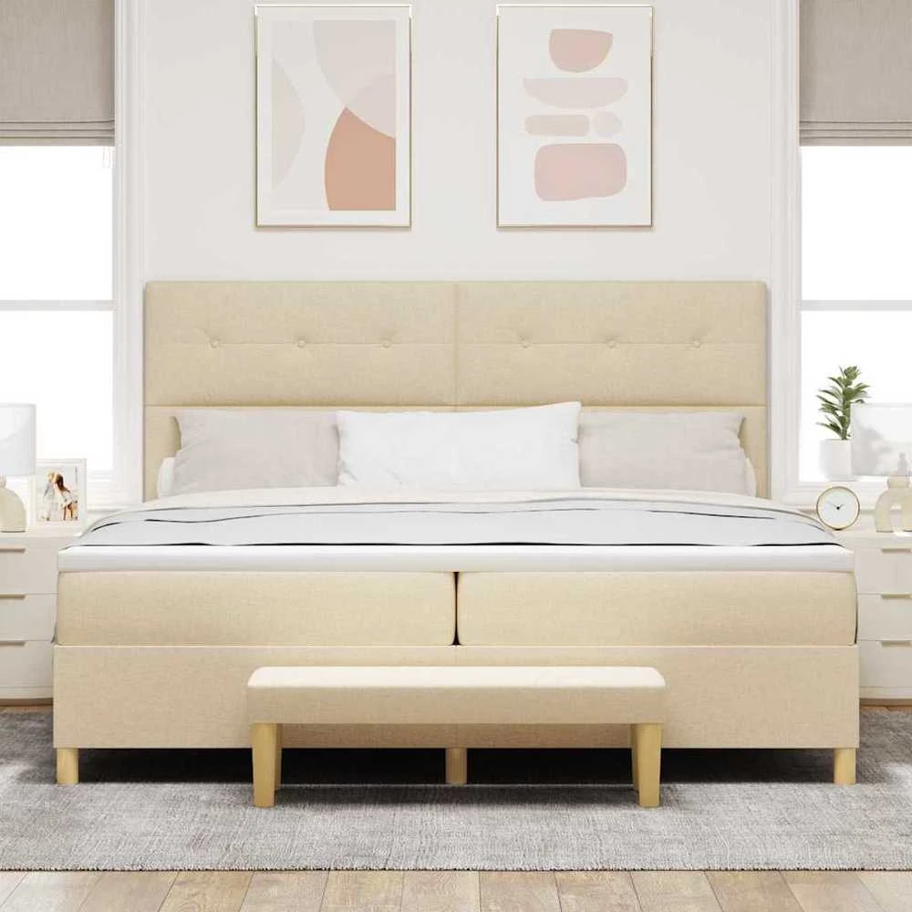Kiemas lova su galvūgalio Kreminė 200 x 200 cm audinys