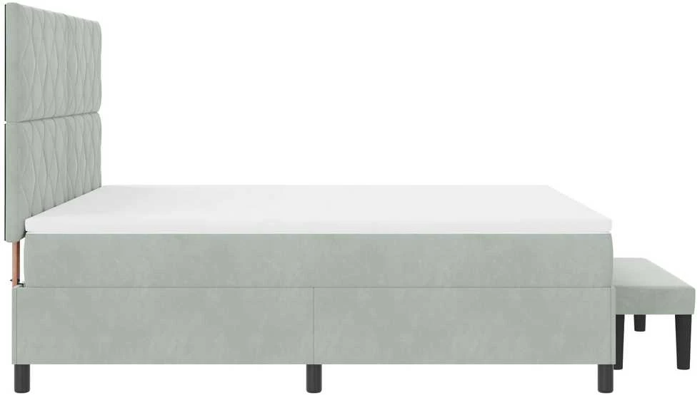Kiemas lova su galvūgalio Šviesiai pilka 200 x 180 cm Aksomas