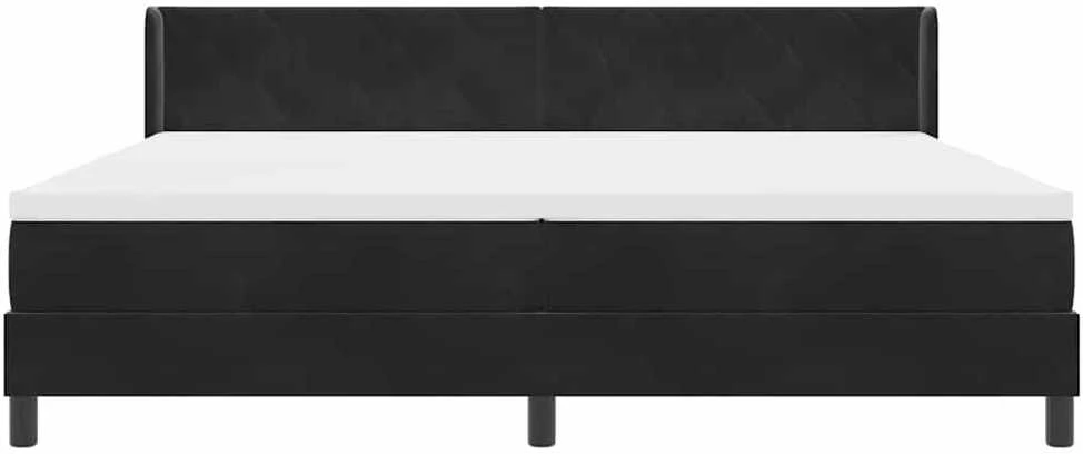 Kiemas lova su galvūgalio Juodas 200 x 200 cm Aksomas