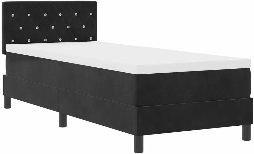 Kiemas lova su čiužiniu su galvūgalio Juoda 80 x 200 cm Aksomas