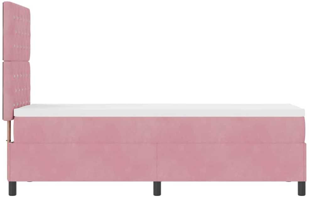 Kiemas lova su čiužiniu Rožinė 80 x 200 cm Aksomas