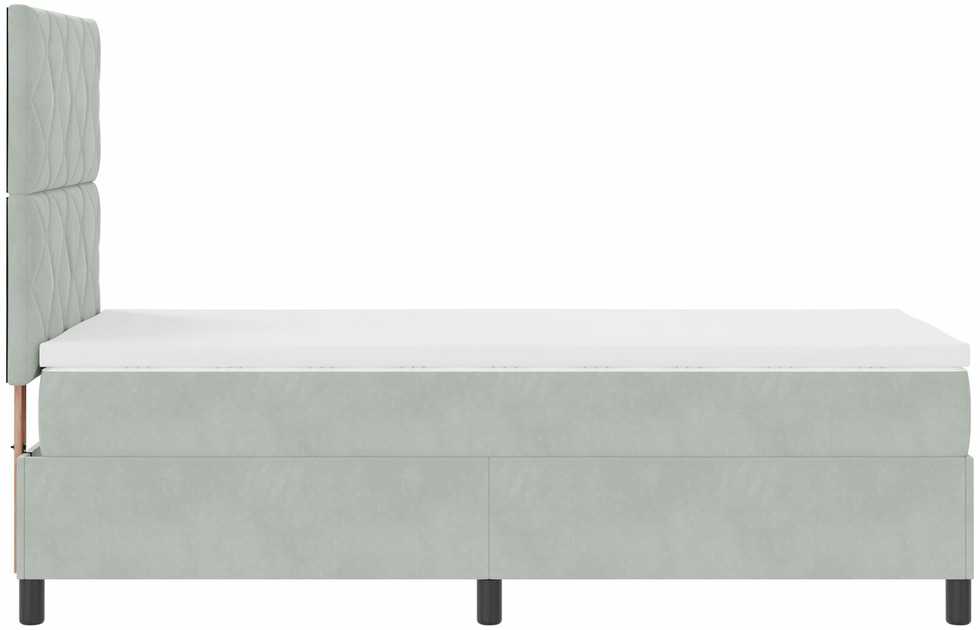 Kiemas lova su galvūgalio Šviesiai pilka 100 x 200 cm Aksomas