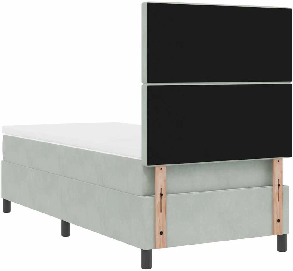 Kiemas lova su čiužiniu Šviesiai pilka 100 x 200 cm Aksomas