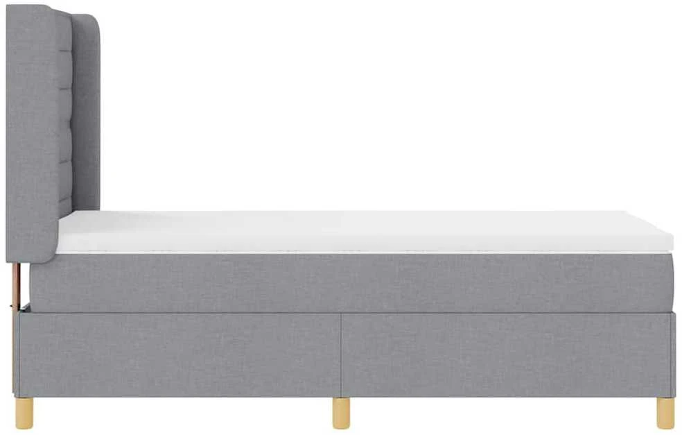 Kiemas lova su čiužiniu Šviesiai pilka 90 x 190 cm audinys