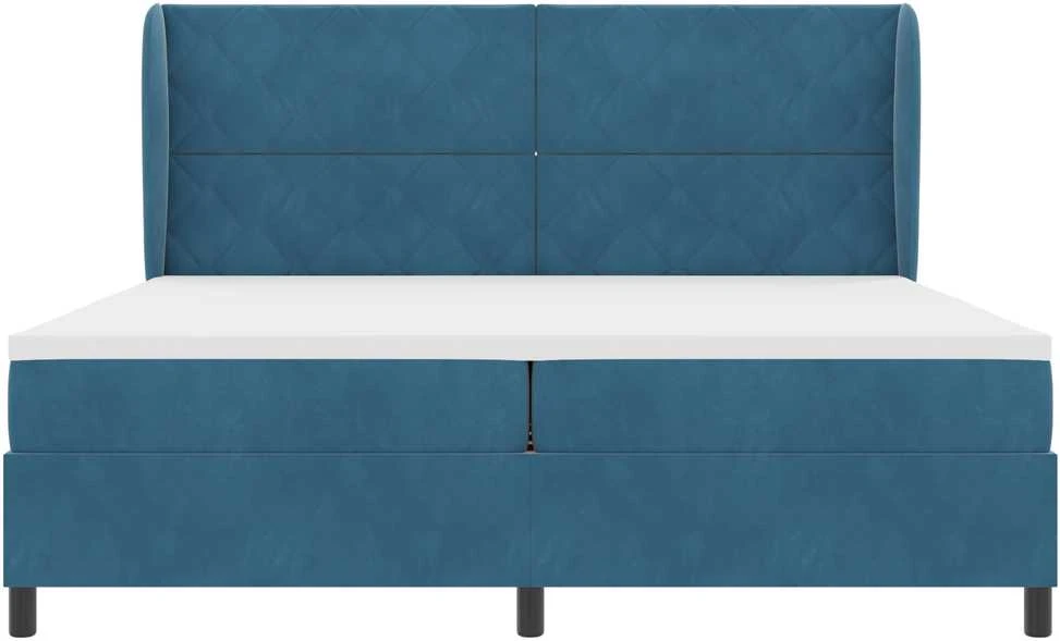 Kiemas lova su galvūgalio Tamsiai mėlyna 200 x 200 cm Aksomas