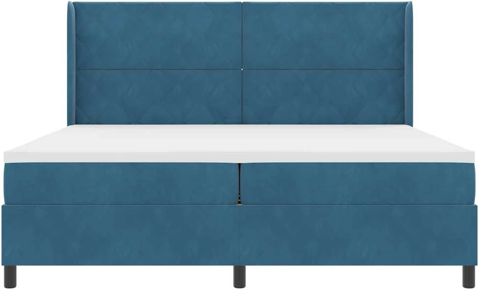 Kiemas lova su galvūgalio Mėlyna 200 x 200 cm Aksomas