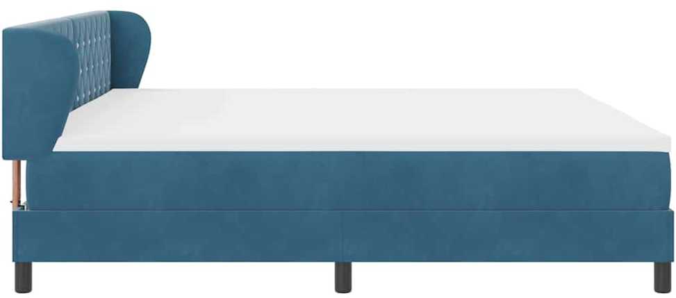 Kiemas lova su čiužiniu Tamsi mėlyna 200 x 200 cm Aksomas