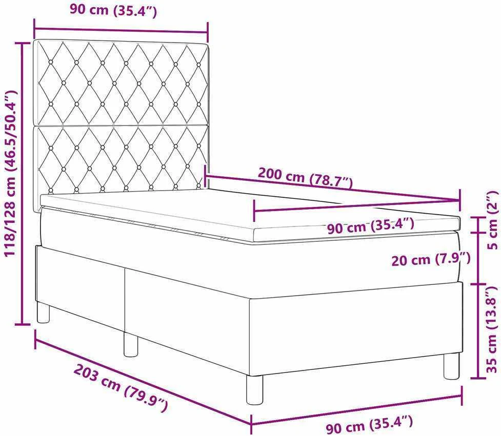 Kiemas lova su čiužiniu Tamsiai mėlyna 90 x 200 cm Aksomas