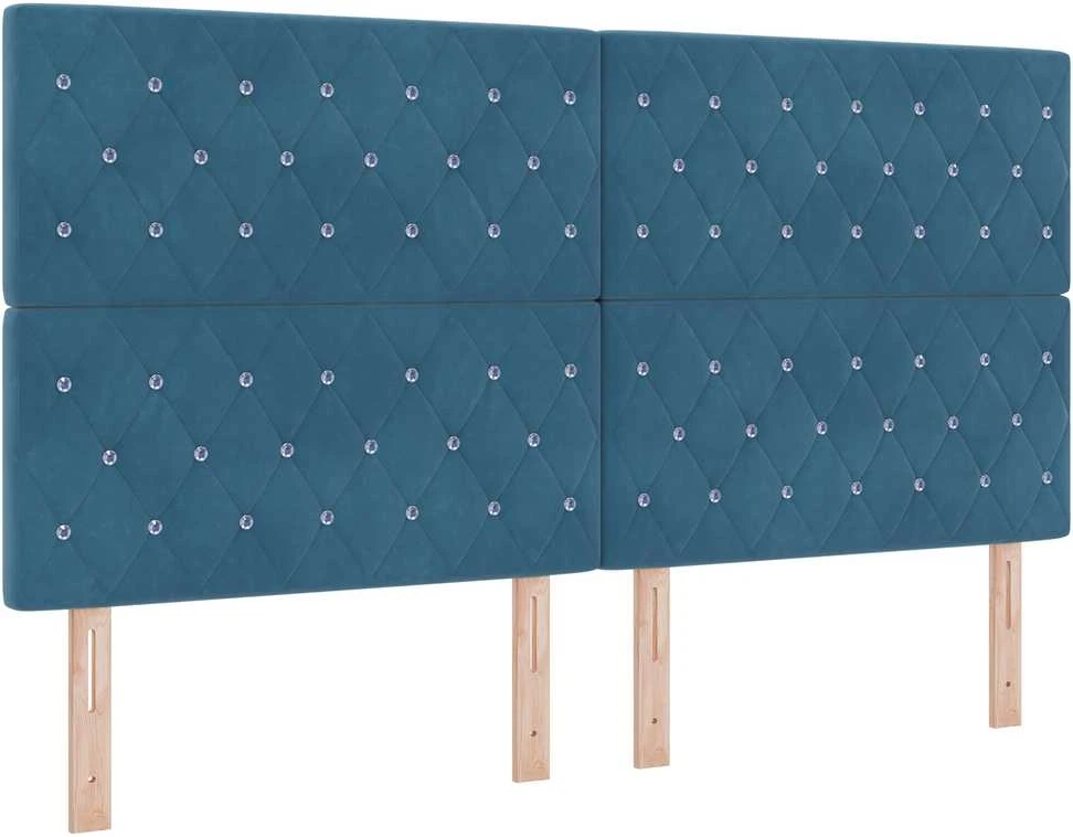 Kiemas lova su čiužiniu Tamsiai mėlyna 180 x 200 cm Aksomas