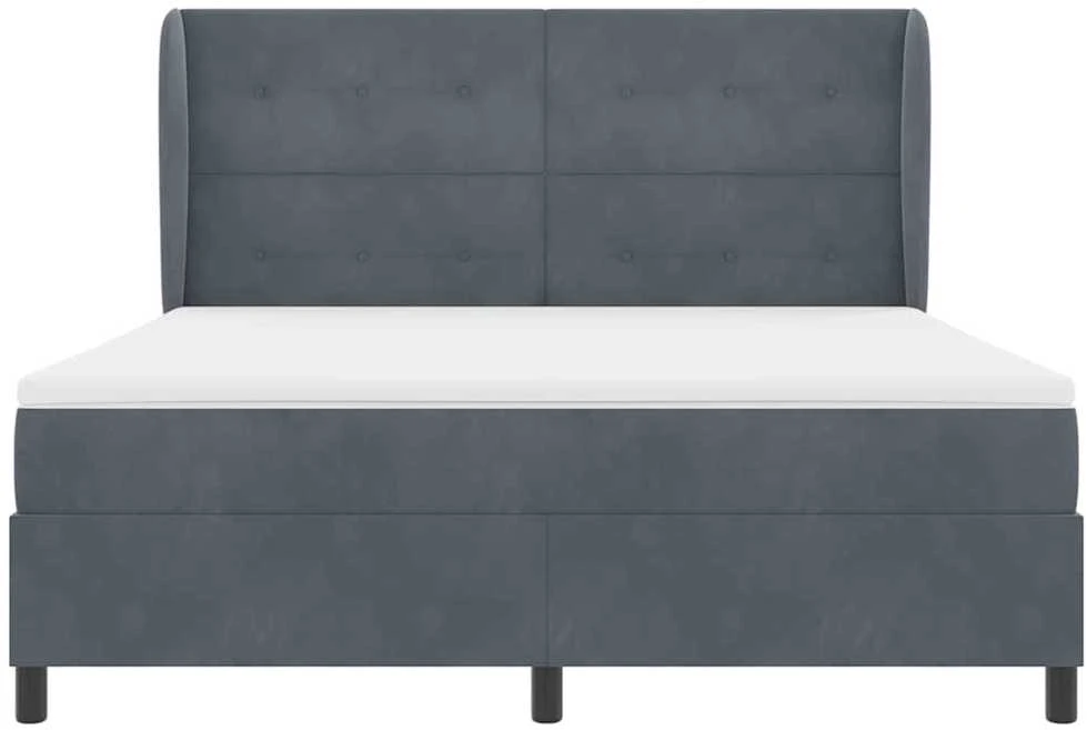 Kiemas lova su pagalve Tamsiai pilka 200 x 180 cm Aksomas