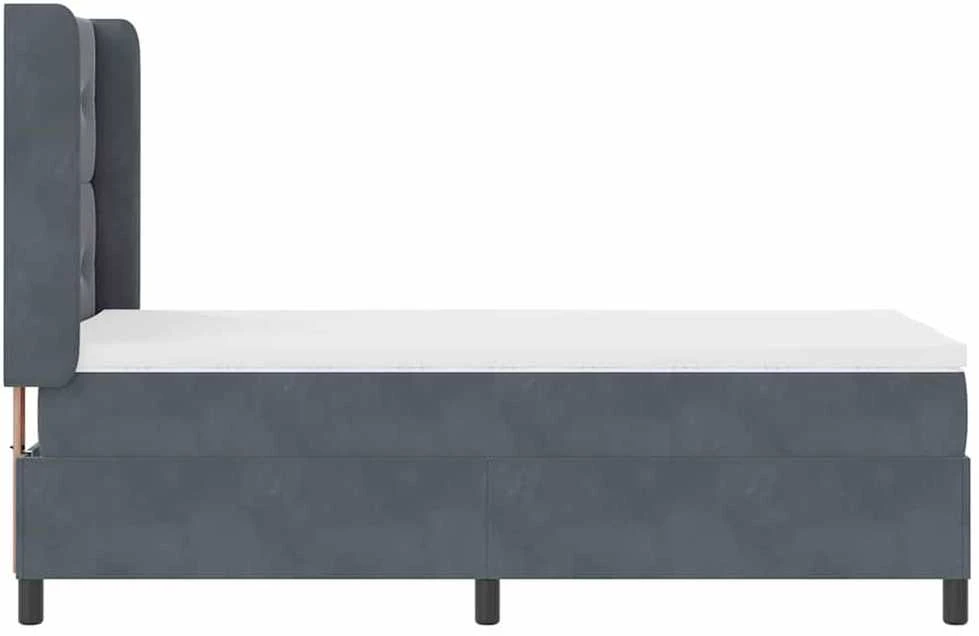 Kiemas lova su galvūgalio Tamsiai pilka 90 x 200 cm Aksomas