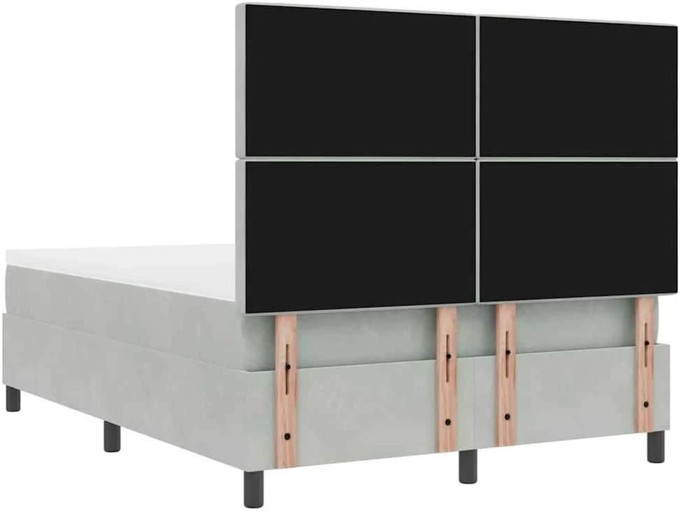 LED Čiužinio Lova Šviesiai pilka 160 x 200 cm Aksomas