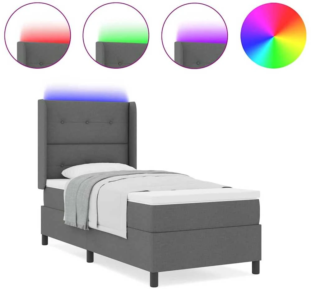 LED Čiužinio Lova Tamsiai pilka 80 x 200 cm audinys