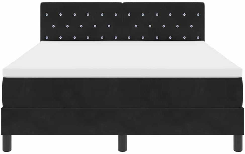 LED Čiužinio Lova su čiužiniu su LED Juoda 160 x 200 cm Aksomas