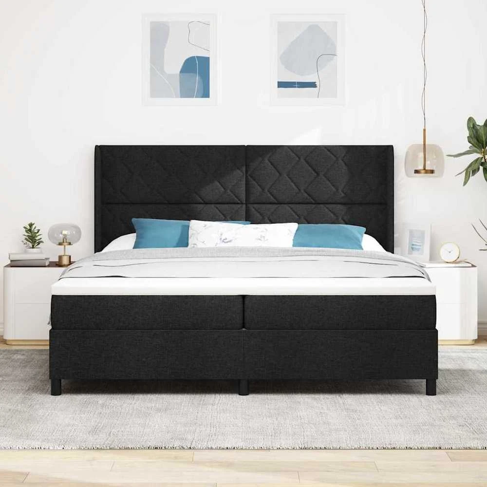 LED Čiužinio Lova su galvūgalio Juoda 200 x 200 cm audinys