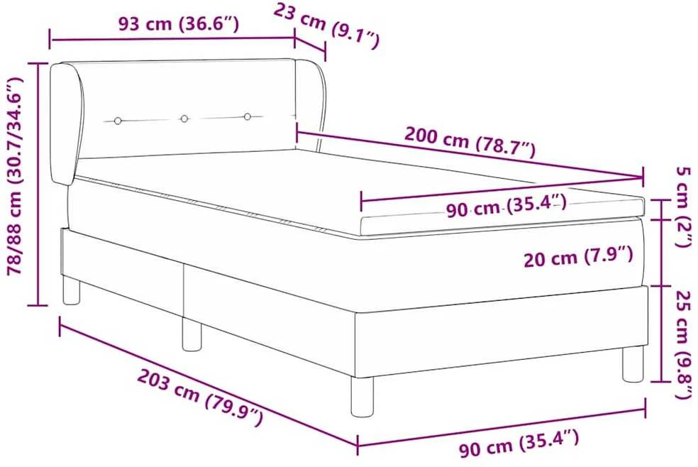 Kiemas lova su galvūgalio Juoda 90 x 200 cm audinys